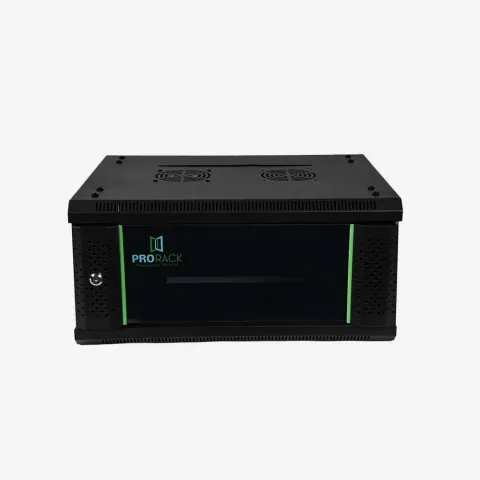 ProRack 4U 600*450 Wall mount cabinet with glass door, 1 fan, 1 shelf and 1 PDU 6 outlet